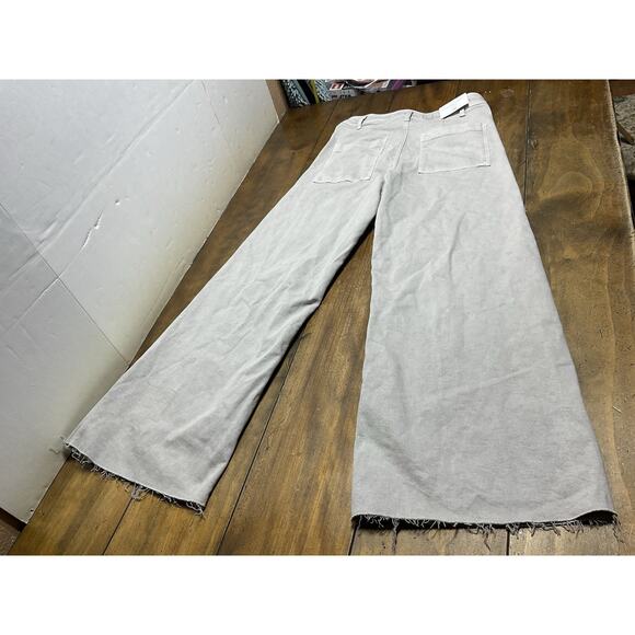 Zara The Marine Straight Jeans Womens 8 Gray High Rise Wide Leg Raw Hem Denim - Picture 2 of 11